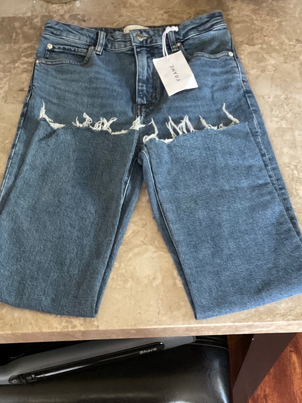 FRAME The Ruler Crop Straight-Leg Jeans in Medium Blue 26